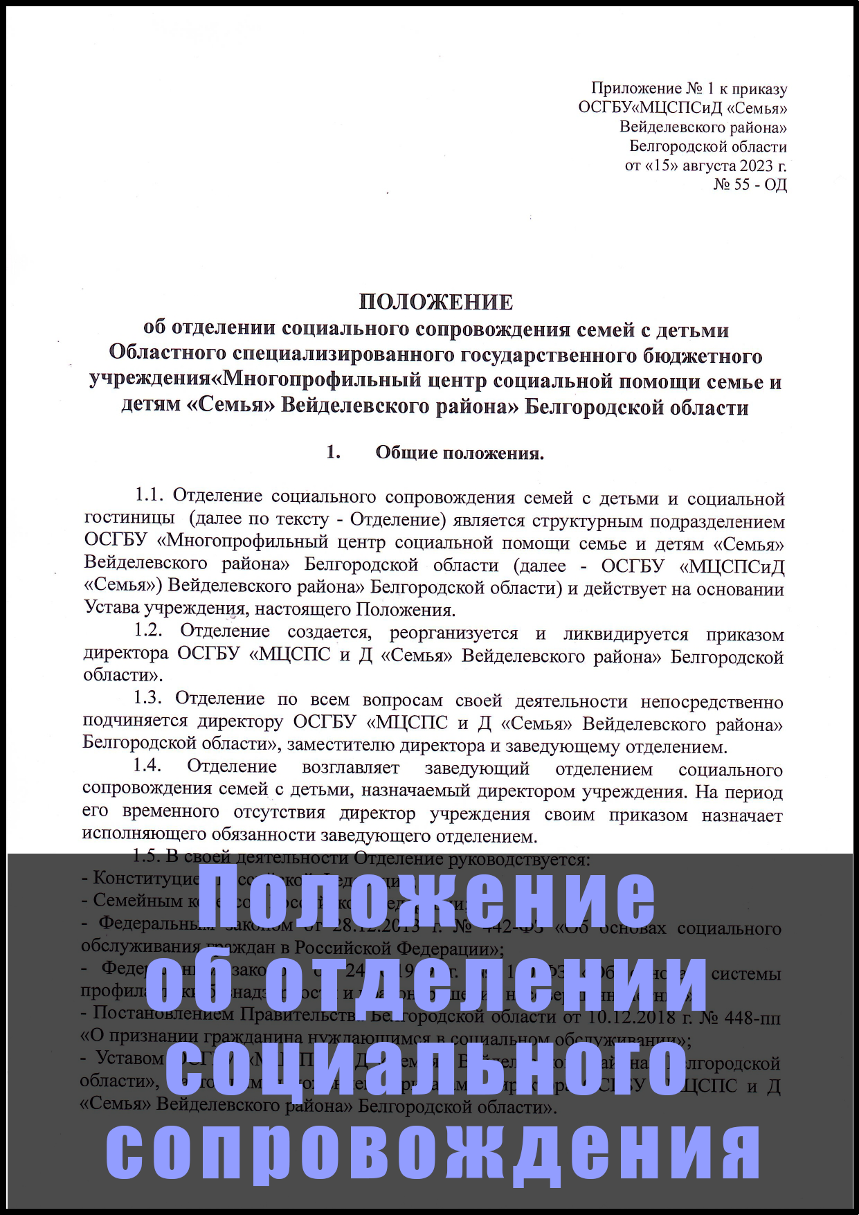 Положение об отделении социального сопровождения